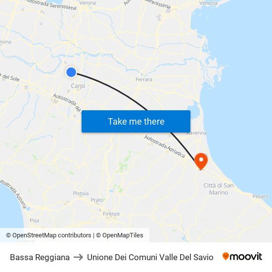 Bassa Reggiana to Unione Dei Comuni Valle Del Savio map