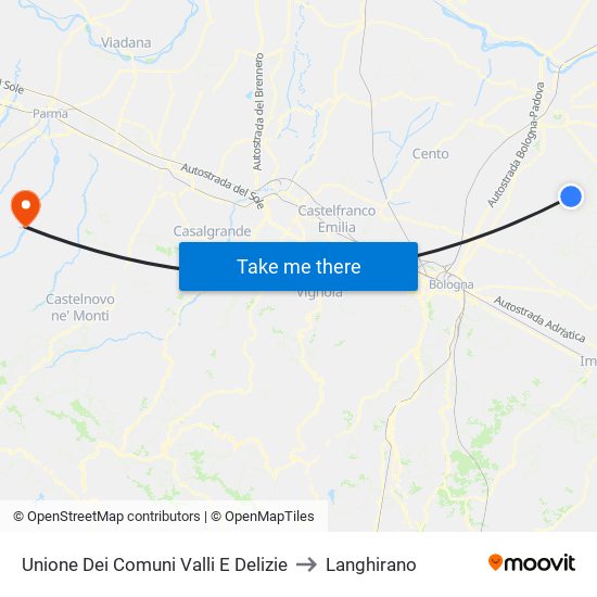 Unione Dei Comuni Valli E Delizie to Langhirano map