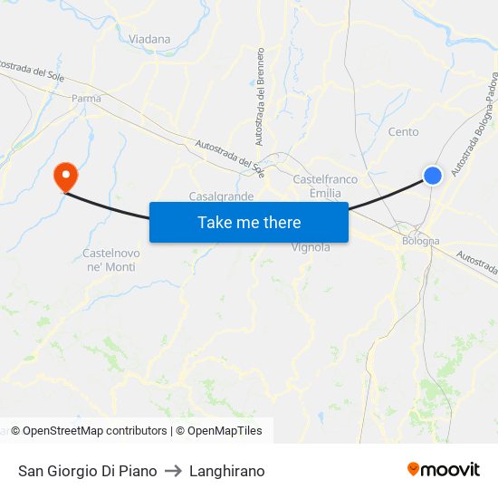 San Giorgio Di Piano to Langhirano map