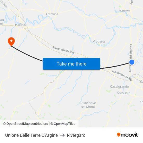 Unione Delle Terre D'Argine to Rivergaro map