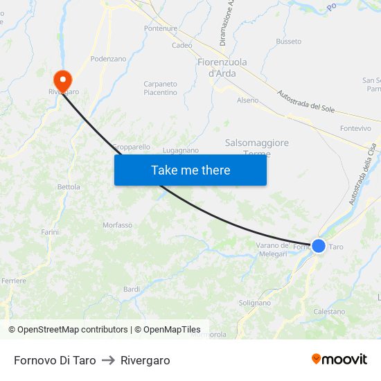 Fornovo Di Taro to Rivergaro map