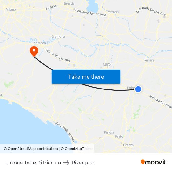 Unione Terre Di Pianura to Rivergaro map
