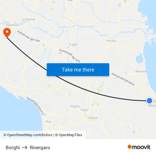 Borghi to Rivergaro map