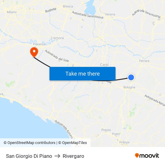 San Giorgio Di Piano to Rivergaro map