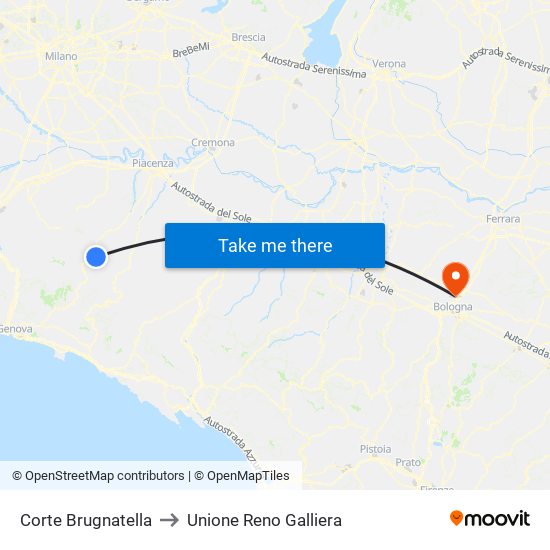 Corte Brugnatella to Unione Reno Galliera map