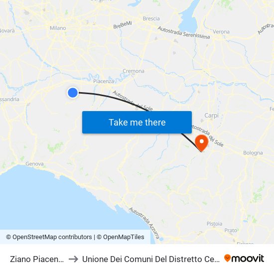 Ziano Piacentino to Unione Dei Comuni Del Distretto Ceramico map
