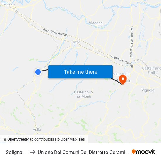 Solignano to Unione Dei Comuni Del Distretto Ceramico map