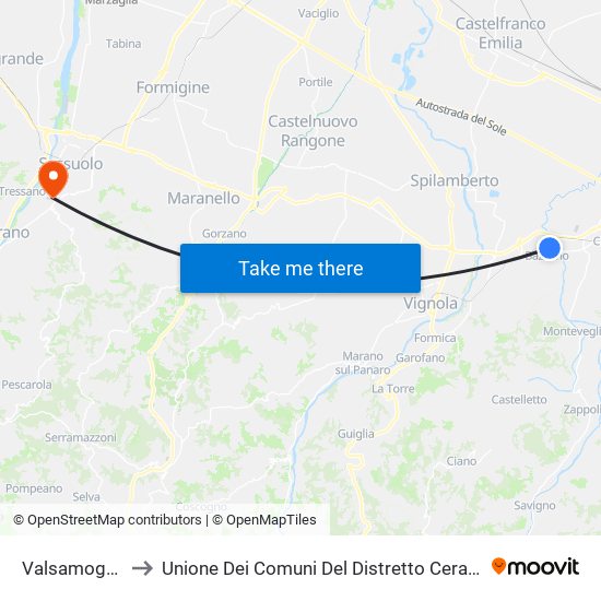 Valsamoggia to Unione Dei Comuni Del Distretto Ceramico map