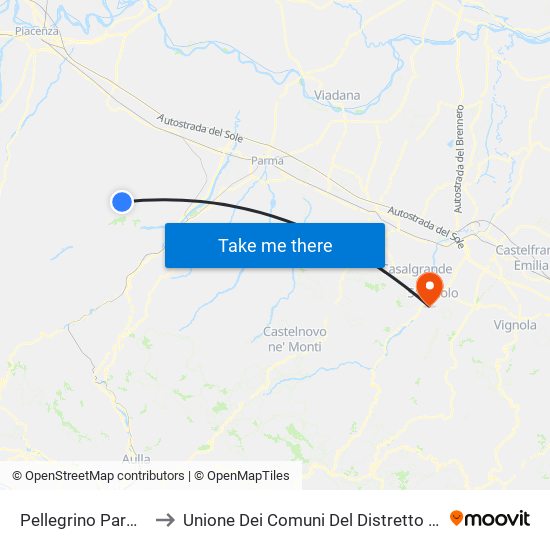 Pellegrino Parmense to Unione Dei Comuni Del Distretto Ceramico map