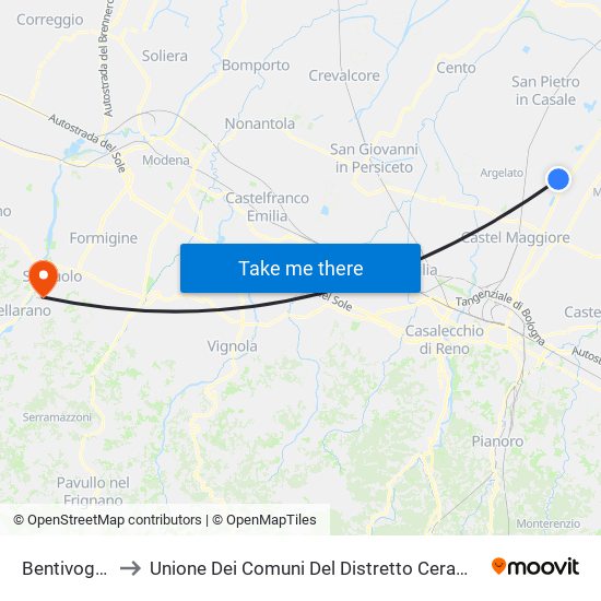 Bentivoglio to Unione Dei Comuni Del Distretto Ceramico map