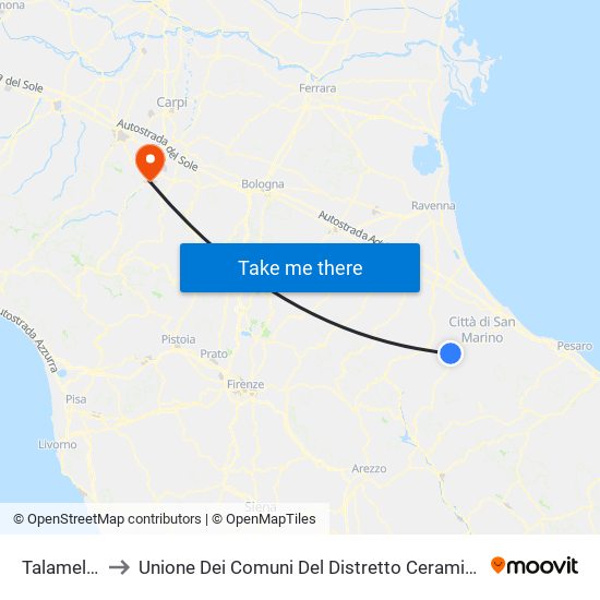 Talamello to Unione Dei Comuni Del Distretto Ceramico map