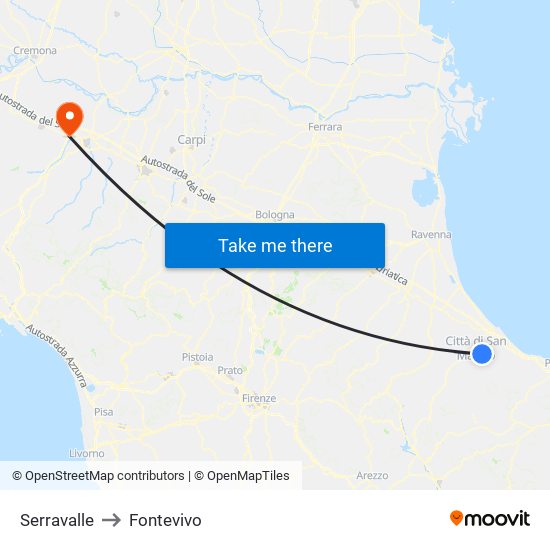 Serravalle to Fontevivo map
