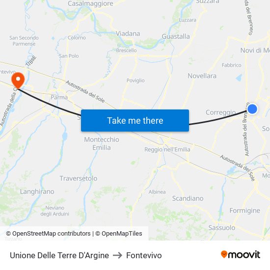 Unione Delle Terre D'Argine to Fontevivo map
