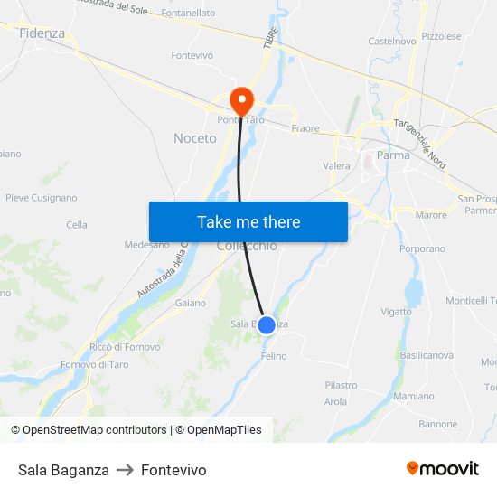 Sala Baganza to Fontevivo map