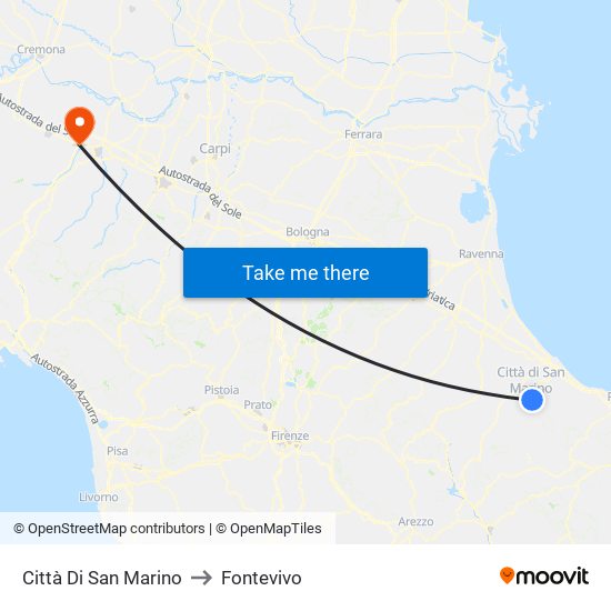 Città Di San Marino to Fontevivo map