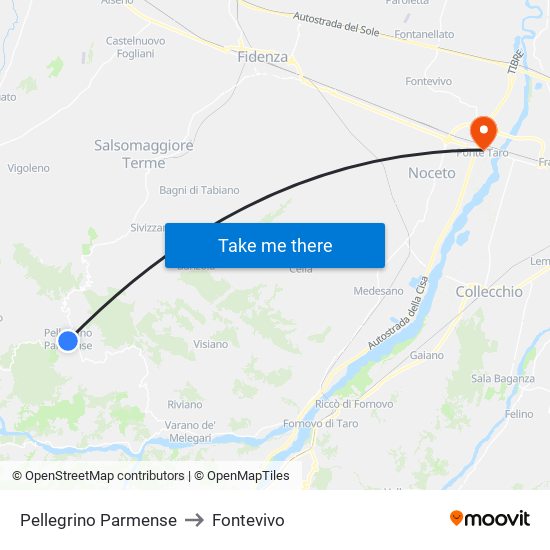 Pellegrino Parmense to Fontevivo map