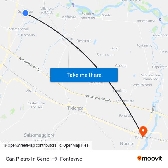 San Pietro In Cerro to Fontevivo map