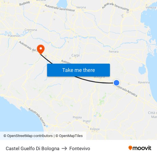 Castel Guelfo Di Bologna to Fontevivo map