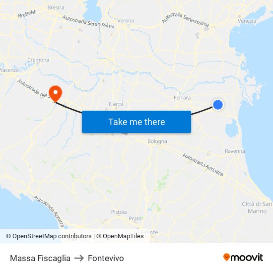 Massa Fiscaglia to Fontevivo map