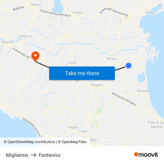 Migliarino to Fontevivo map