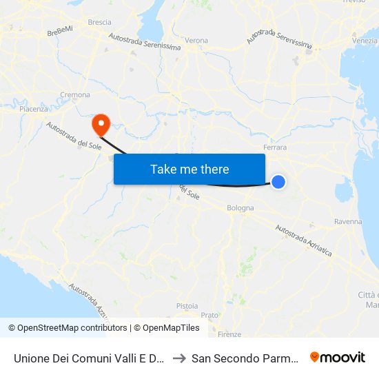 Unione Dei Comuni Valli E Delizie to San Secondo Parmense map