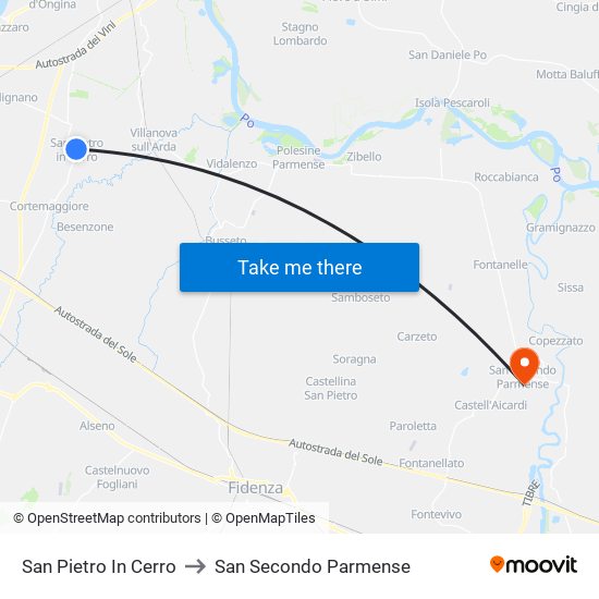 San Pietro In Cerro to San Secondo Parmense map