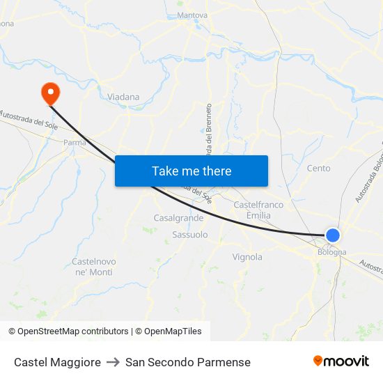 Castel Maggiore to San Secondo Parmense map