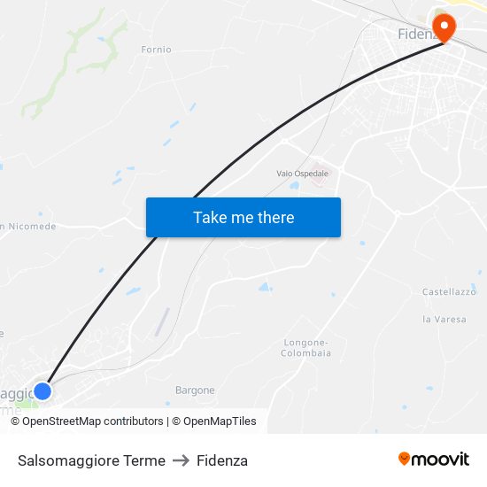 Salsomaggiore Terme to Fidenza map