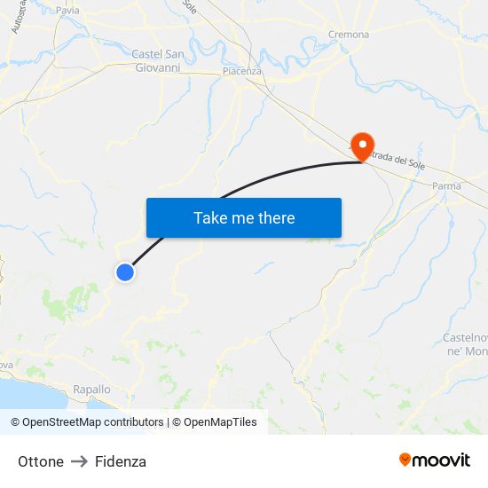 Ottone to Fidenza map