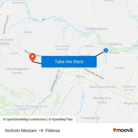 Sorbolo Mezzani to Fidenza map