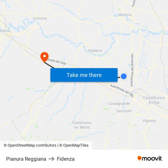 Pianura Reggiana to Fidenza map