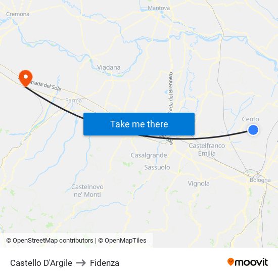 Castello D'Argile to Fidenza map
