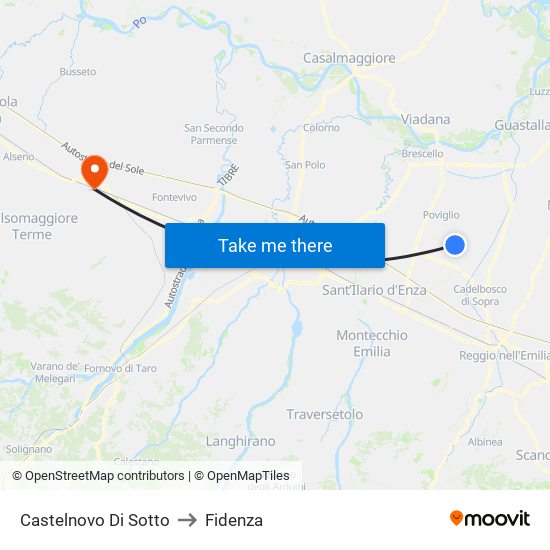 Castelnovo Di Sotto to Fidenza map