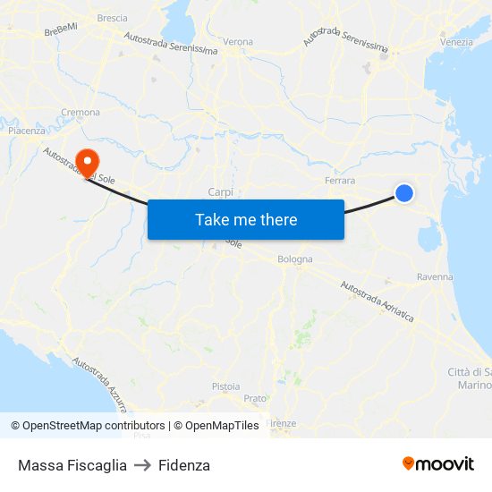 Massa Fiscaglia to Fidenza map