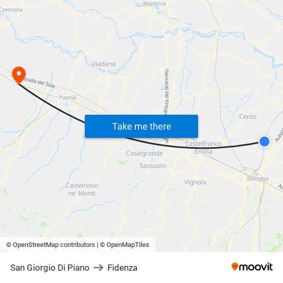 San Giorgio Di Piano to Fidenza map