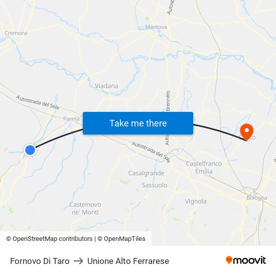 Fornovo Di Taro to Unione Alto Ferrarese map