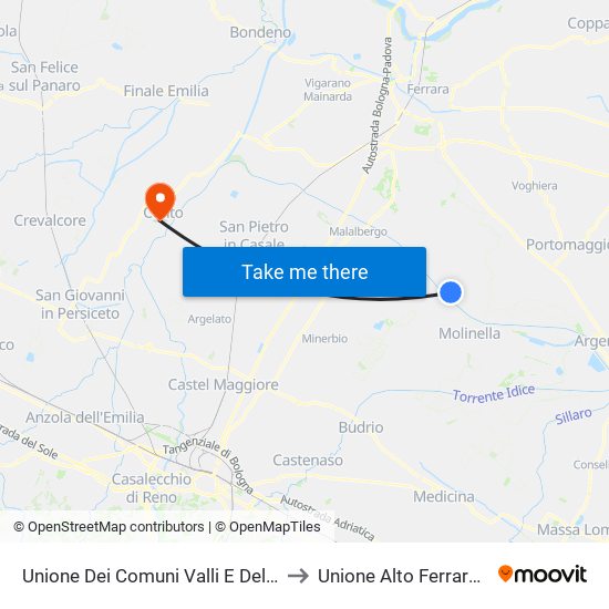 Unione Dei Comuni Valli E Delizie to Unione Alto Ferrarese map