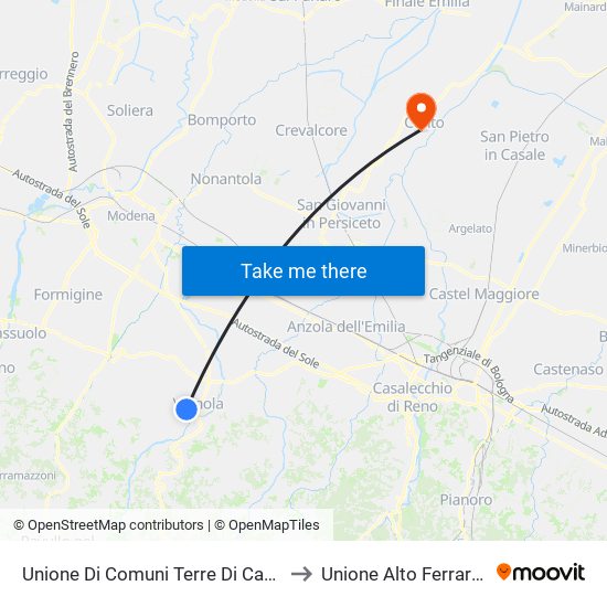 Unione Di Comuni Terre Di Castelli to Unione Alto Ferrarese map