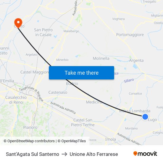 Sant'Agata Sul Santerno to Unione Alto Ferrarese map