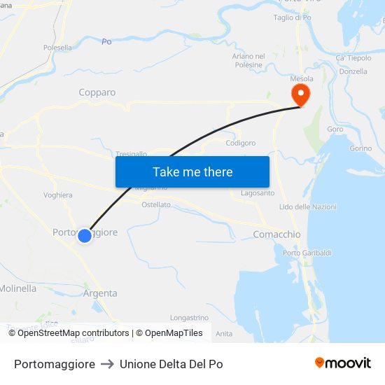 Portomaggiore to Unione Delta Del Po map