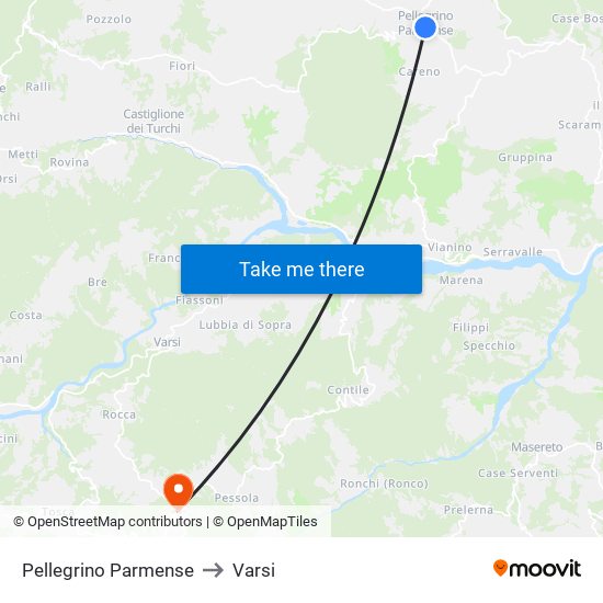 Pellegrino Parmense to Varsi map