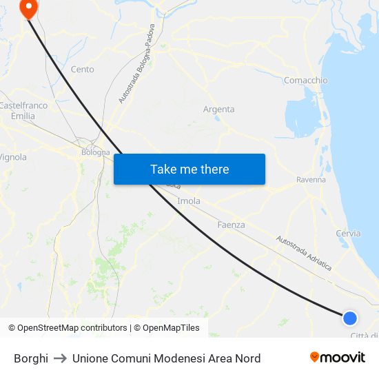 Borghi to Unione Comuni Modenesi Area Nord map