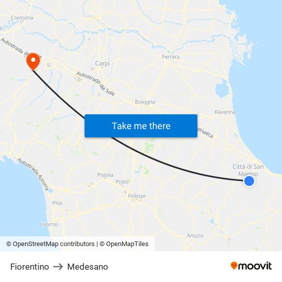 Fiorentino to Medesano map