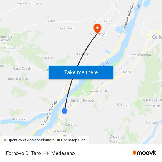 Fornovo Di Taro to Medesano map