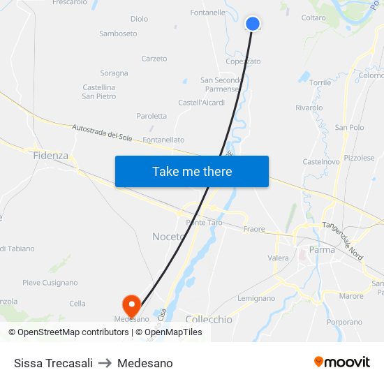 Sissa Trecasali to Medesano map