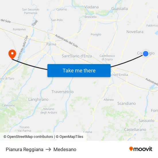 Pianura Reggiana to Medesano map