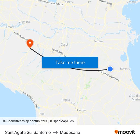 Sant'Agata Sul Santerno to Medesano map