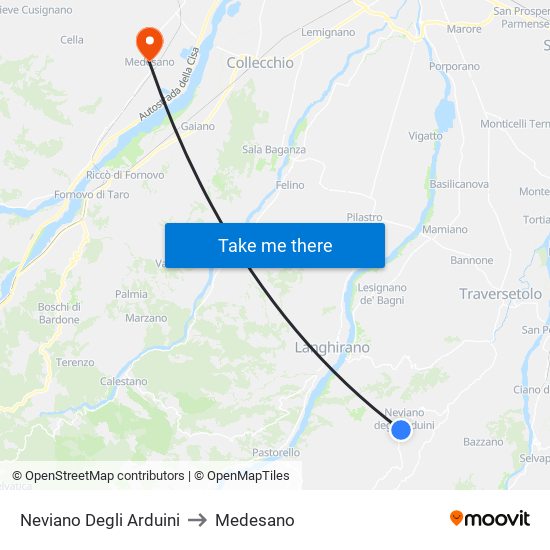 Neviano Degli Arduini to Medesano map