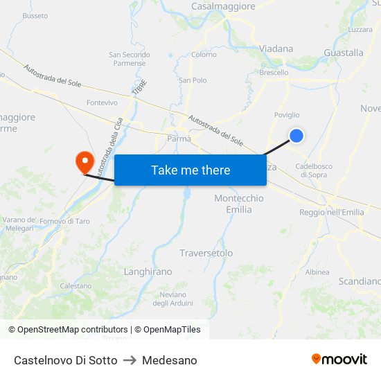 Castelnovo Di Sotto to Medesano map