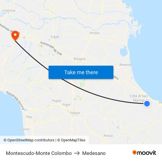 Montescudo-Monte Colombo to Medesano map